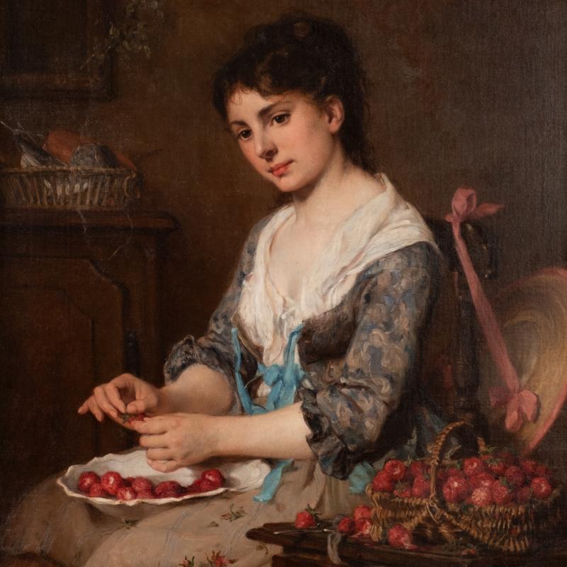 Paul Saint-Jean, Young Girl with Strawberries, 1871