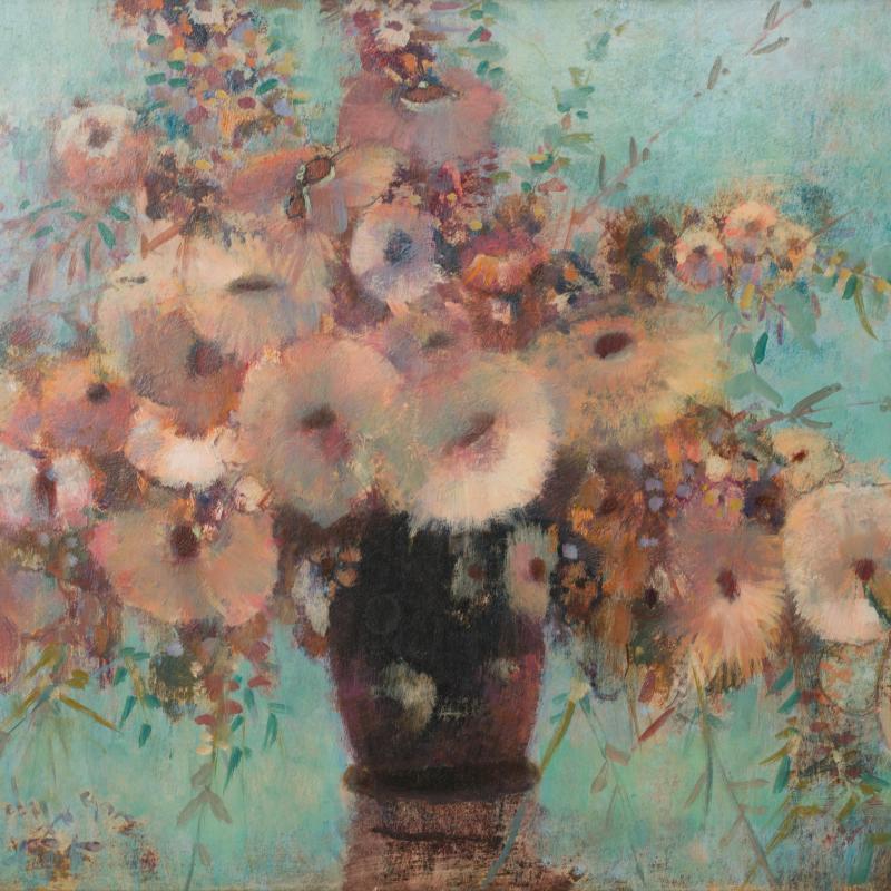 Donald Purdy, Flowers with Blue Background, 1991