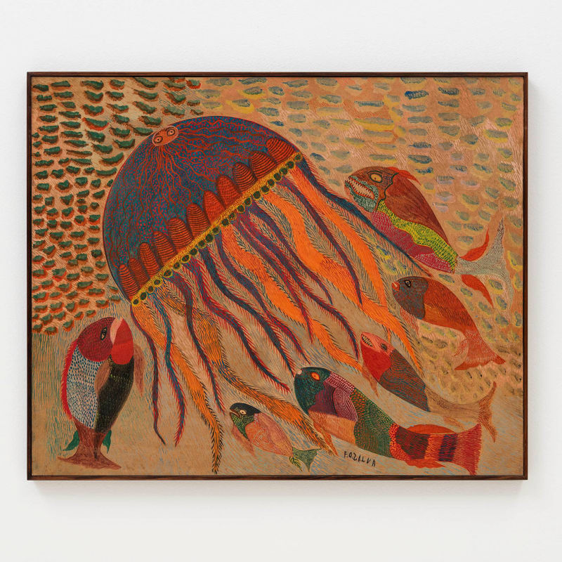 Chico da Silva (Francisco Domingos da Silva), Sem título (Água viva e piranhas) [Untitled (Jellyfish and piranhas)], Final da década de 1950 [late 1950s]