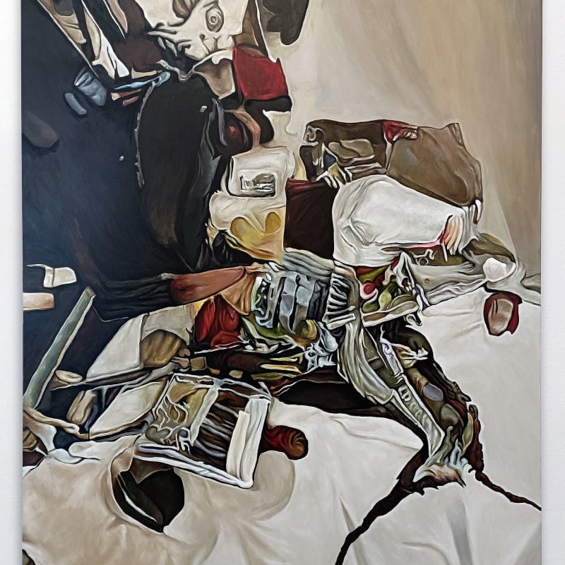 Laleh Kazemi Veisari   Transmitted Conflict, 2023  oil on canvas  170 x 150 cm