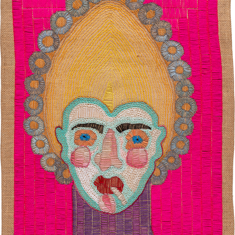 Paloma Castillo  La Tierra II, 2020  Hand embroidery with cotton threads on jute  51 x 41 cm