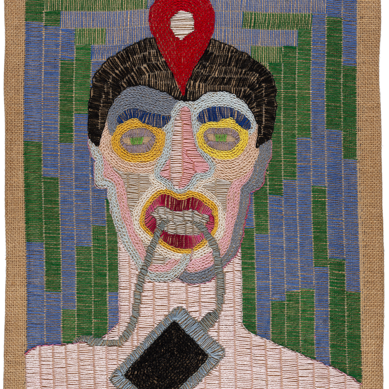 Paloma Castillo  Ubicado, 2020  Hand embroidery with cotton threads on jute  52 x 41 cm