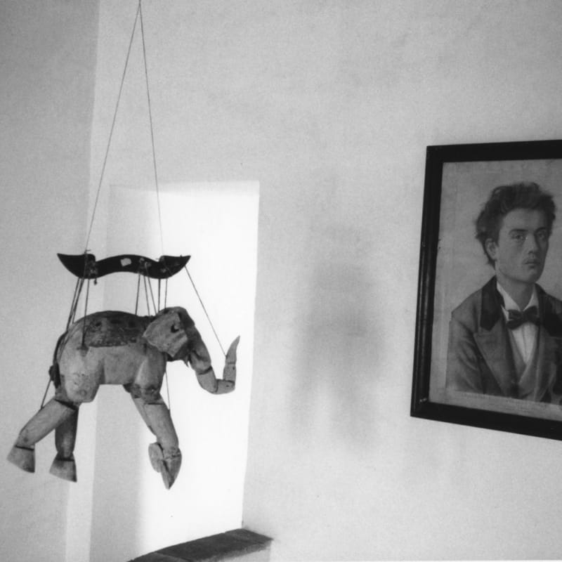 Hervé Guibert L'éléphant et le tableau Tirage gélatino-argentique d'époque 14,5 x 22 cm Dim. papier: 23,7 x 30 cm