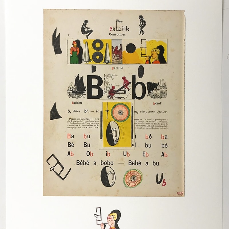 Marcel Miracle Abécédaire à la bulle Collages et stylo bille sur papier 40 x 30 cm 15,7 x 11,8 inches