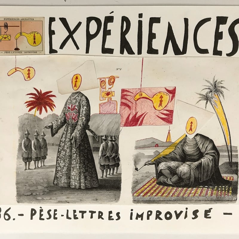 Marcel Miracle Pèse lettre Collages et crayon sur papier 30 x 40 cm