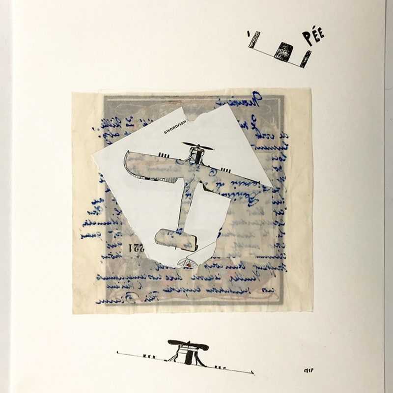 Marcel Miracle Avion-totem Collages et stylo bille sur papier 40 x 30 cm