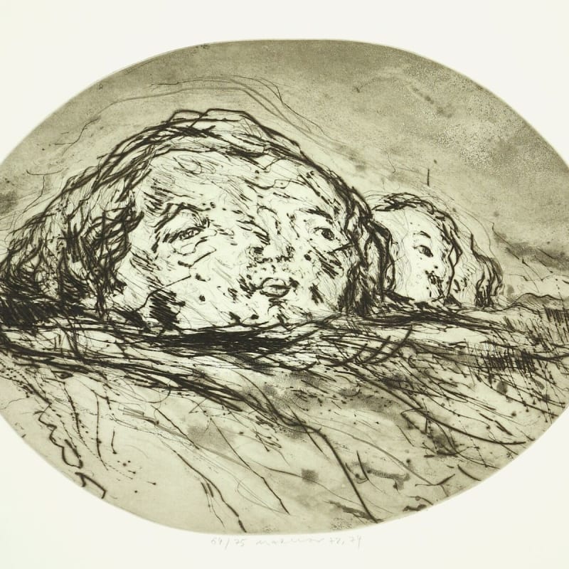 Marwan, Zwei Kpfe in Landschaft, 1972/74