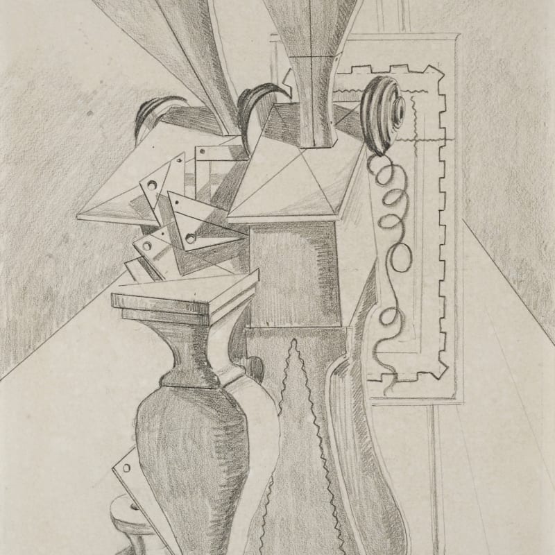 Giorgio De Chirico La muse sorelle (Composition métaphysique) dessin sur papier 31,7 x 19,2 cm