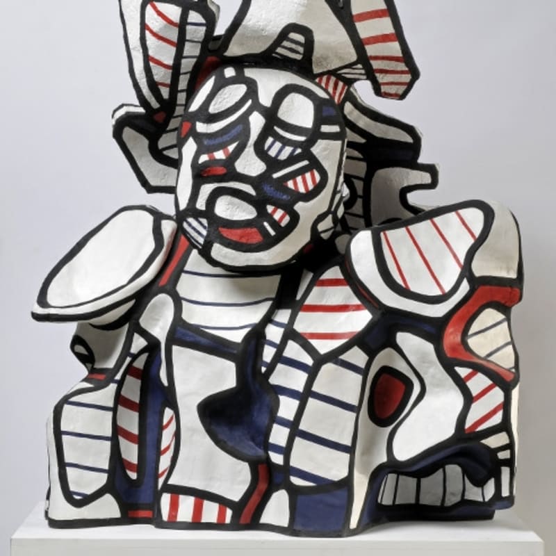 Jean Dubuffet Pirate Masque en polyester & camisole en époxy, peints au polyuréthane 109 x 98 x 62 cm 10 5/8 by 8 1/4 in.