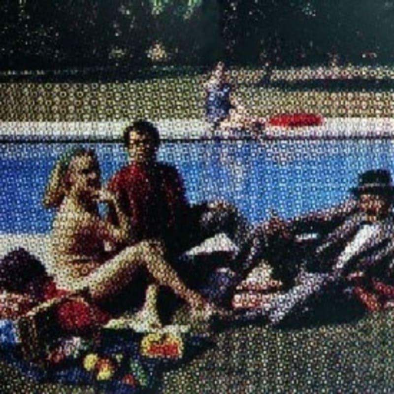 Alain Jacquet Déjeuner sur l'herbe (dyptique) Encres chromatiques sur toile 175 x 195 cm 68 7/8 by 76 3/4 in.