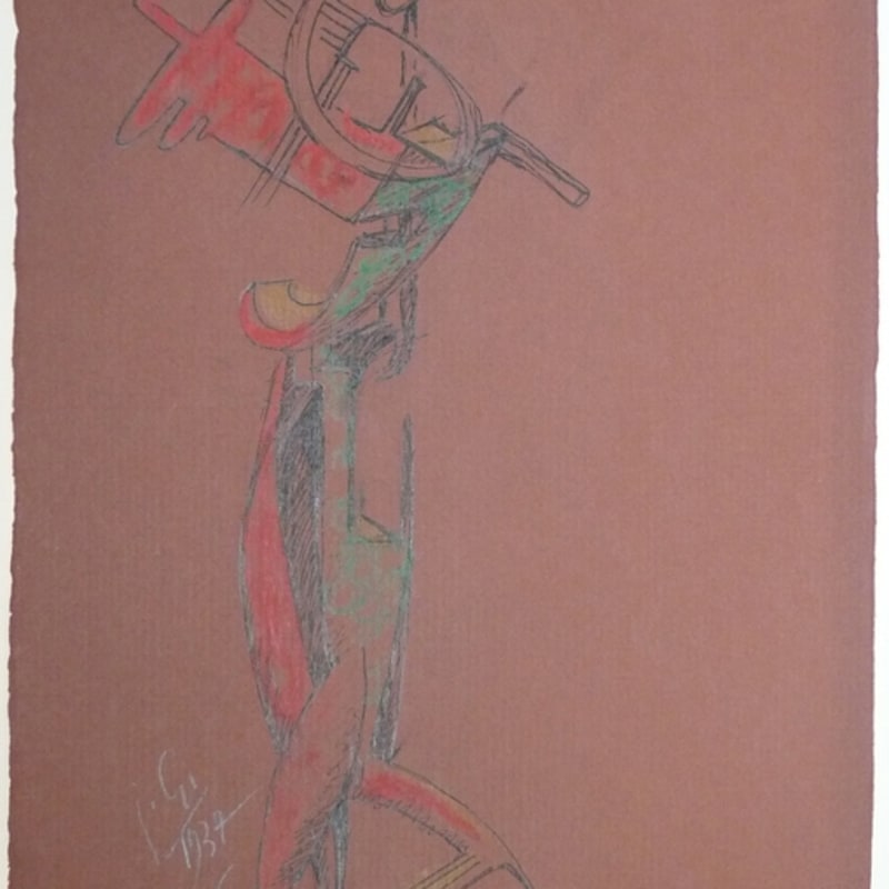 Julio Gonzalez Femme au miroir encre de chine, pastel gras et mine de plomb sur papier 22 x 105 cm (disponible) 15 3/4 by 12 5/8 by 4 1/2 in (available)