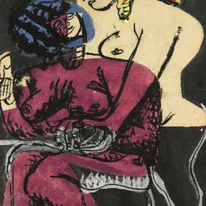 Charles-Edouard Le Corbusier Deux femmes mine de graphite, gouache et collage sur papier 48,5 x 36,7 cm