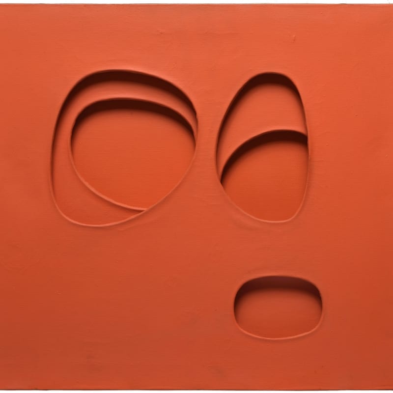 Paolo Scheggi Per una situazione, rosso arancio acrylique sur 3 toiles superposées 50 x 60 x 4,8 cm 16 1/8 by 12 3/4 in.