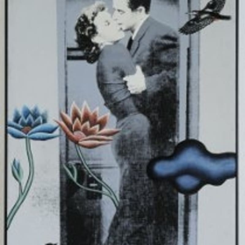 Equipo Crónica de la série Negra (couple) acrylique et sérigraphie sur toile 148 x 65 x 0