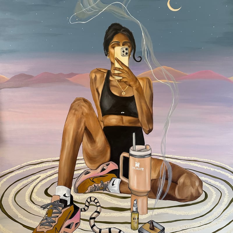 Shivy Galtere  Sacred Consumerism, 2025  Oil and acrylic on canvas  60 x 72 inches