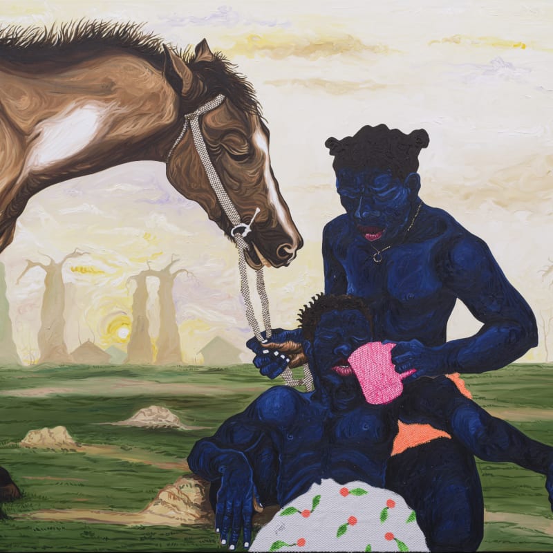 Eric Adjei Tawiah Samaritan 1, 2023 Oil and sponge cloth on canvas 150 x 180 cm