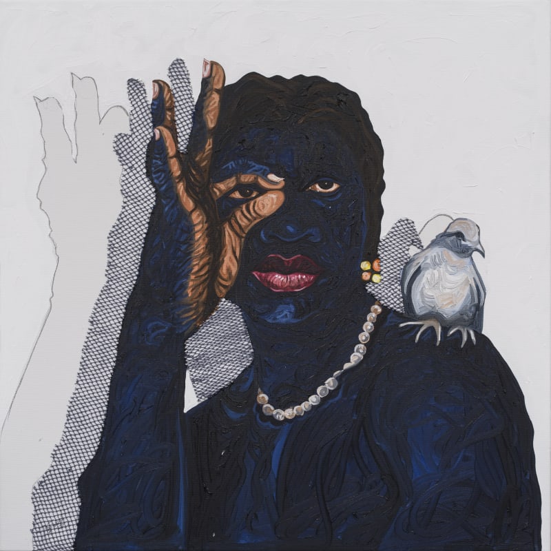 Eric Adjei Tawiah Eagle Eye, 2023 Oil and sponge cloth on canvas 70 x 70 cm