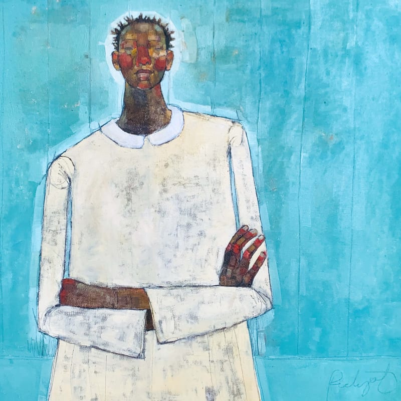 Olivia Mae Pendergast - Mary on Blue - 2021 - 92cm x 92cm - Oil on canvas