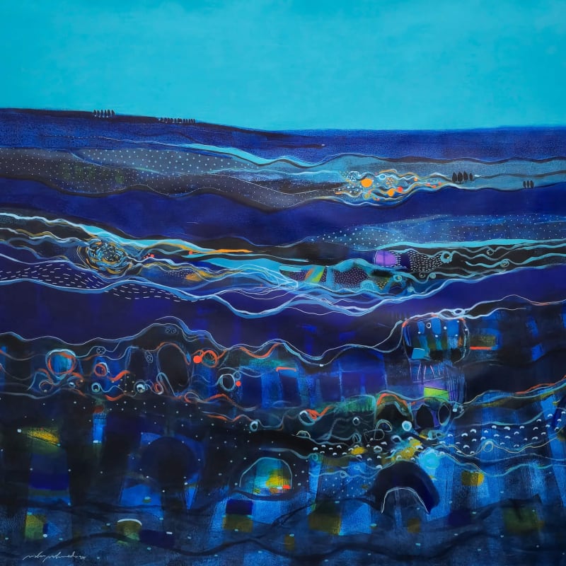 Miska MOHMMED, Glowing Blue Waves, 2024