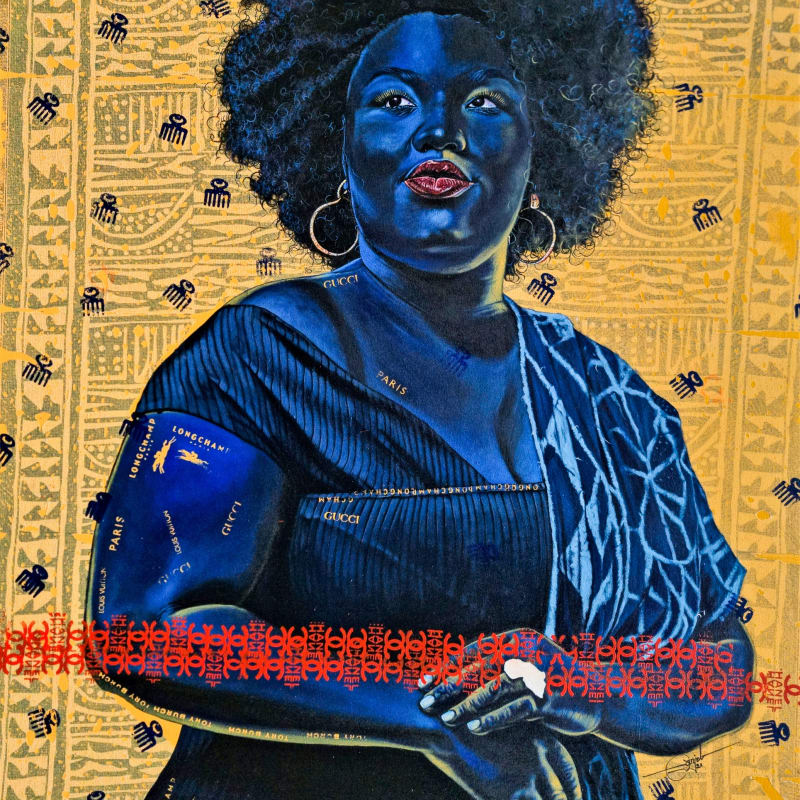 Anjel - Cameroonalisa - 2021 - 139,5cm H x 109cm W - Acrylic and silk screen print on canvas