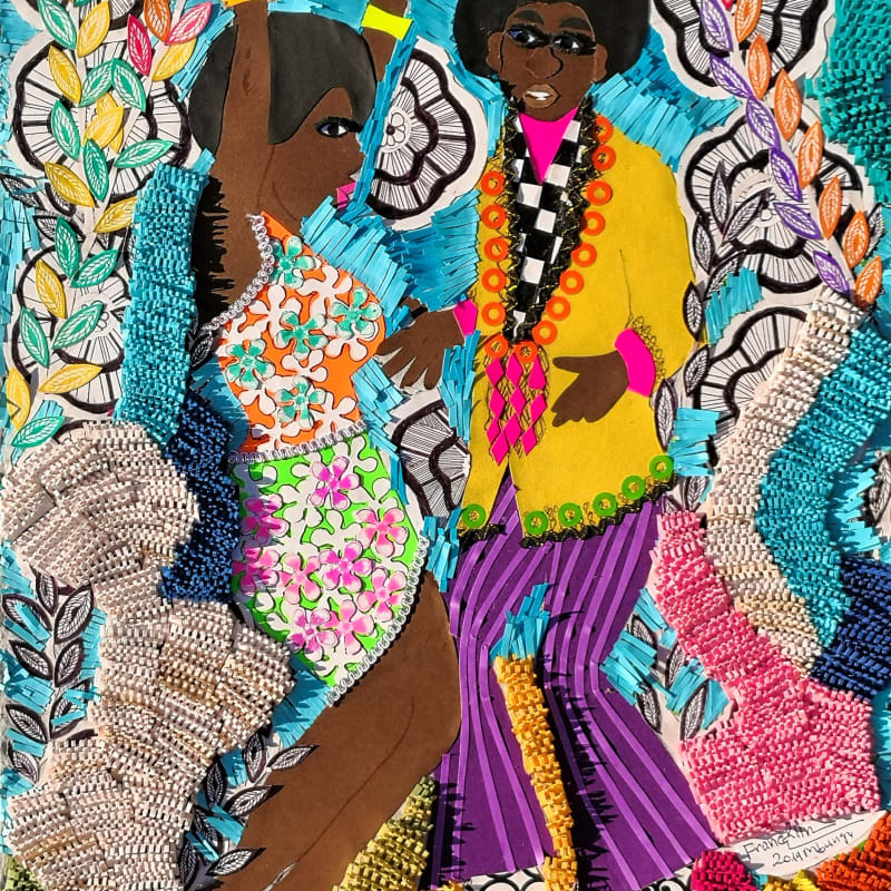 Francklin Mbungu - Kin kiese - 2019 - 70cm H x 50cm W - Collage on canvas