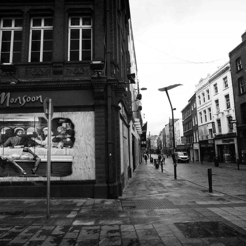 <p>During the Covid - 19 First Lockdown in Dublin City, Ireland. A virtual image on an advertising billboard, in an empty city street.</p><p>Images from Eamonn Farrell's The Naked City Virtual Exhibition for Dublin Culture Night 2020.</p>