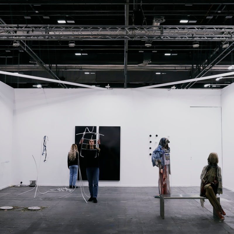 Installation shot, ARCOmadrid 2022, Booth 9A20, Isabella Fürnks and Fanny Gicquel with HUA International. Courtesy of the artists and Hua International Booth designed by Krista Xueying Yu