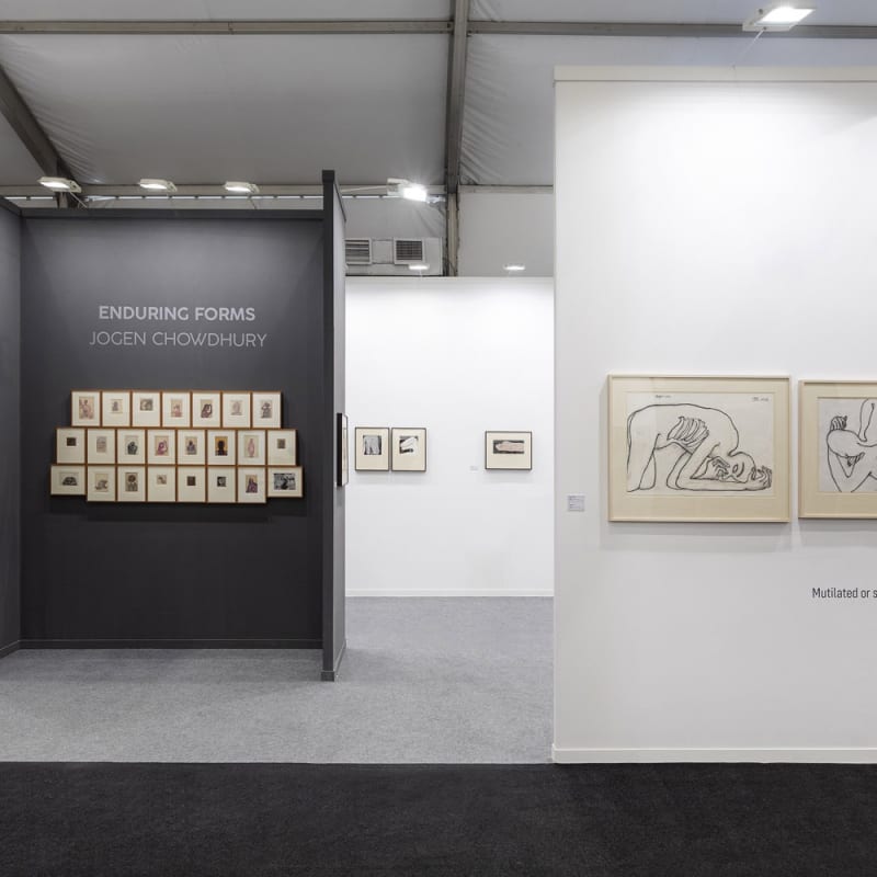 Installation view of Enduring Forms by Jogen Chowdhury at India Art Fair