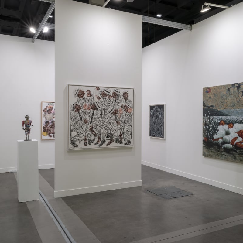 Black Figurative paintings by Salifou Lindou and Jean David Nkot on view on AFIKARIS stand at miart Milan Italy