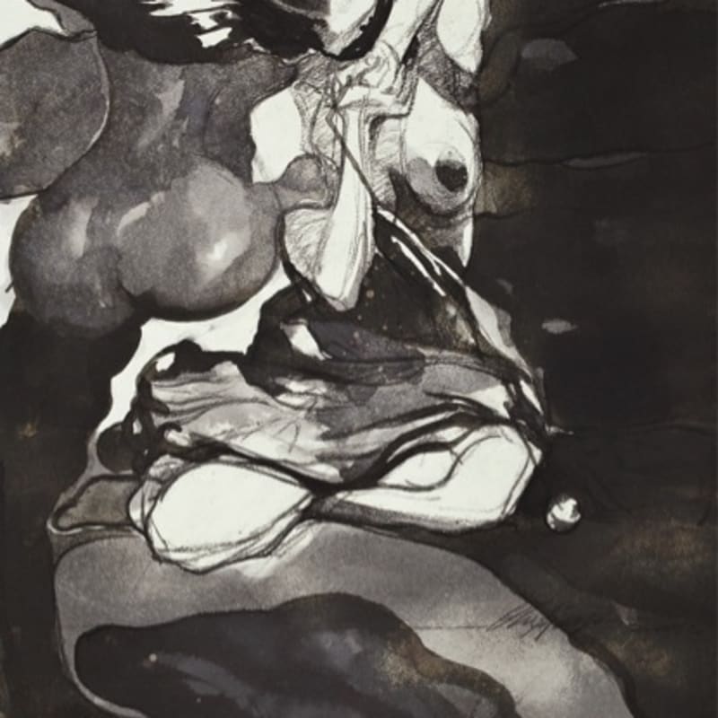 Olu Ajayi Female Form in Ascension 2009 China ink on paper 76 x 56cm
