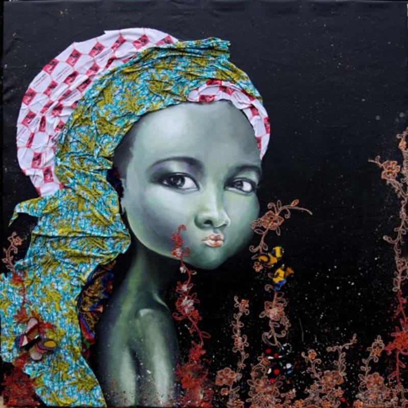 Ndidi Emefiele Eva 2014 Mixed media on canvas 121.92 x 121.92cm
