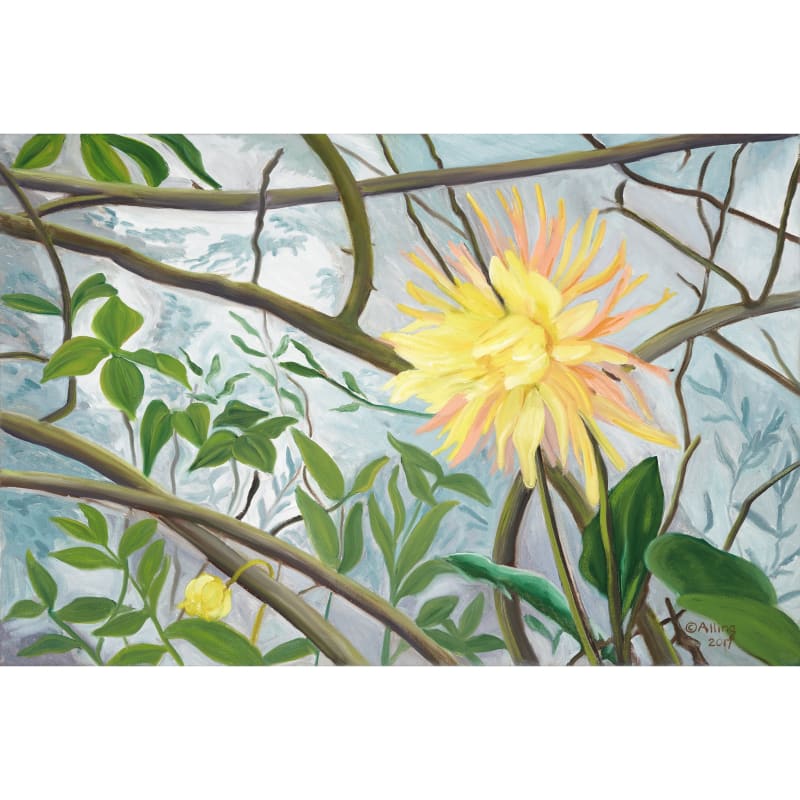 Janet Alling Giverny 1: Yellow Dahlia, 2017 oil on linen 24 x 36 inches