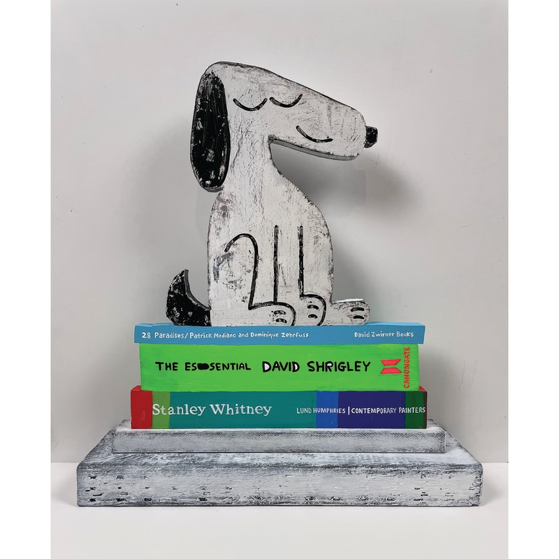 JONATHAN EDELHUBER Still Life With Dog Sculpture On Art Books, 2024