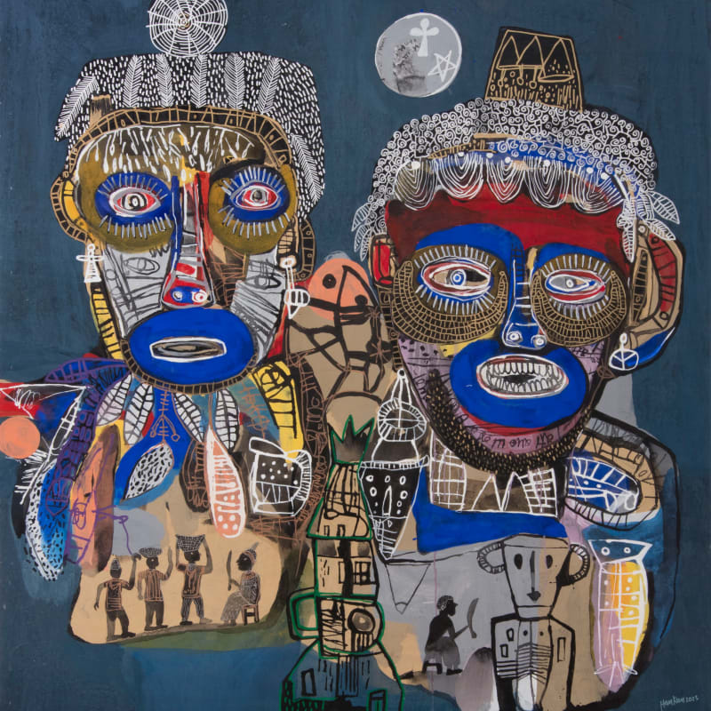 Hako Hankson The offering 2023 Acrylic and Indian Ink on canvas 199 × 180 cm