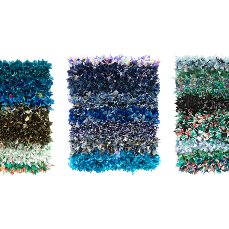 Joël Andrianomearisoa Vestiges de l'extase. Chapter III 2023 Textile 50 × 40 cm Triptych