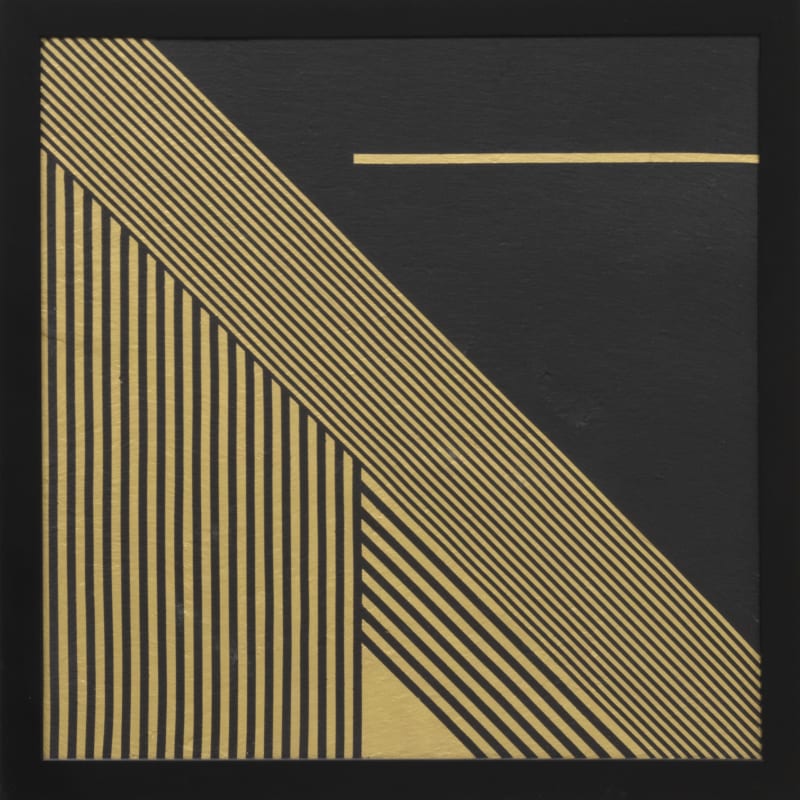 Elio Marchegiani Grammature oro K24 diagonali verticali con orizzontali N.5 1979 Gold on blackboard 54,5 × 54,5 cm