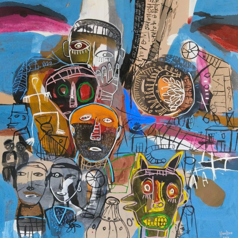 Hako Hankson We are sorry 2024 Acrylic and Indian ink on canvas 130 × 130 cm