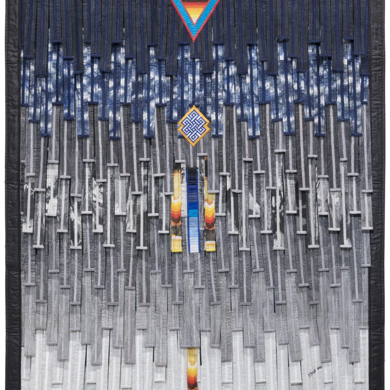 Abdoulaye Konaté Triangles et signe Tibet 2023 Textile 156 × 117 cm