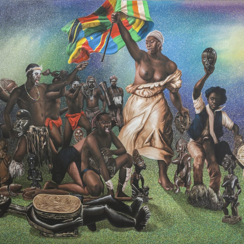 Amani Bodo La liberté guidant la culture 2023 Acrylic on canvas 200 × 300 cm