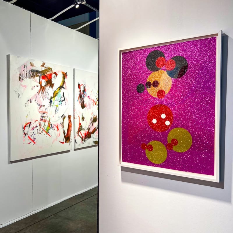 Paintings displayed at Carousel Fine Art's booth at the Palm Beach Show art fair, 2022.