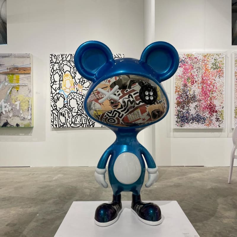 Paintings and sculpture displayed at Carousel Fine Art's booth at the art fair, Context Art Miami 2022.