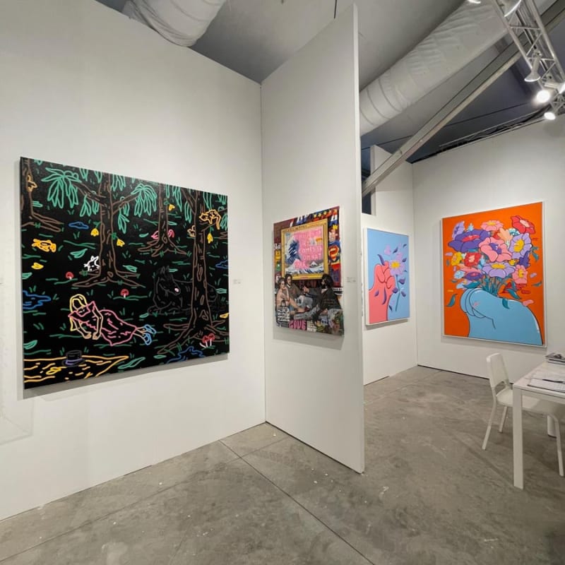 Paintings displayed at Carousel Fine Art's booth at the art fair, Context Art Miami 2022