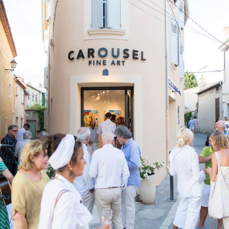 People outside of Carousel Fine Art's gallery space in Saint Tropez.