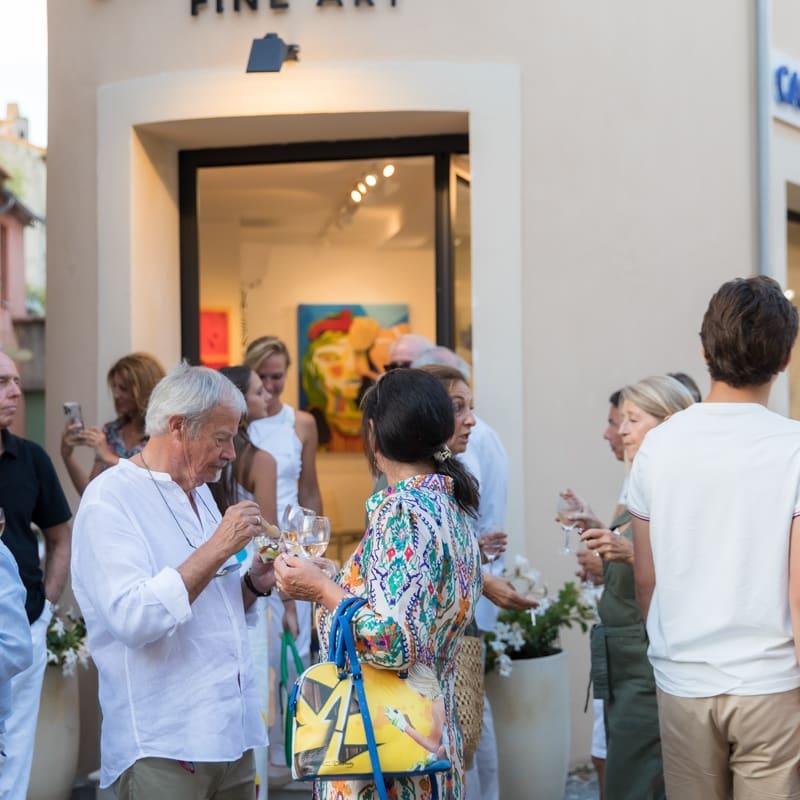 People outside of Carousel Fine Art's gallery space in Saint Tropez.