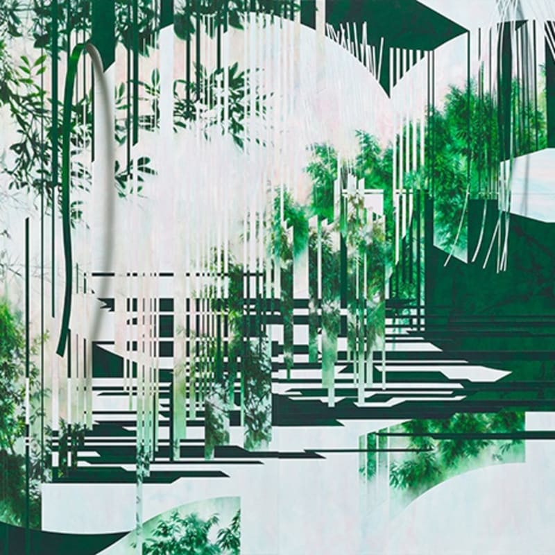 이상덕 Lee Sang Deok  오후  2024  90.9x290.8cm 4pcs  장지에 먹, 혼합채색, 콜라주