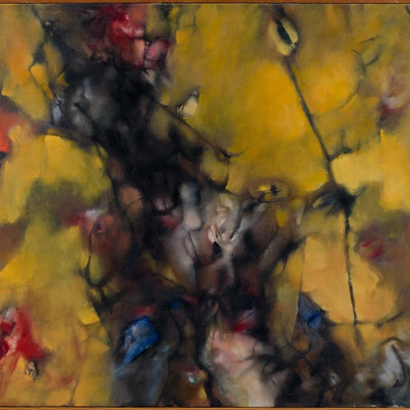 Dorothea Tanning, Visite jaune (Visite éclair), 1960, Oil on canvas, 35 x 45 inches (89 x 116 cm)