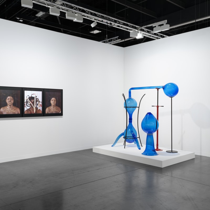 View of Alchemy of the Soul: María Magdalena Campos-Pons and Remedios Varo, Gallery Wendi Norris booth at Art Basel Miami Beach, December 2024. Photo by Dan Bradica.