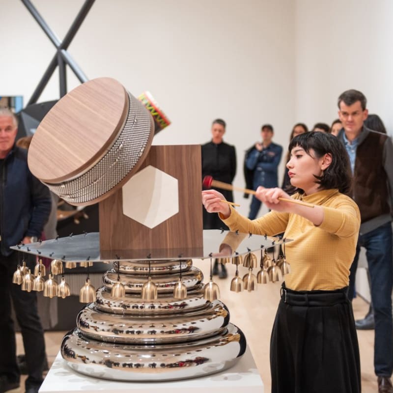 Credit: Installation View, New Work, San Francisco Museum of Modern Art, 2019 Activation of musical sculptures by musicians (photo credits: Adam Jacobs)