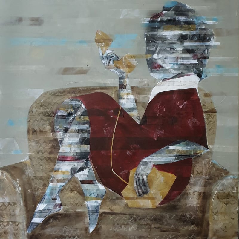 Besher Koushaji, Telephone, 2021, Acrylic on canvas, 120x120cm