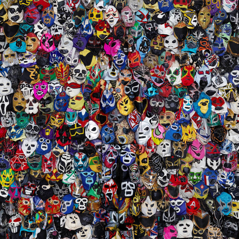 Liu Bolin, Mexican Wrestling Masks, 2015